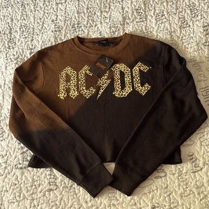 NWT AC/DC Colorblock Thermal Crop Top Size S